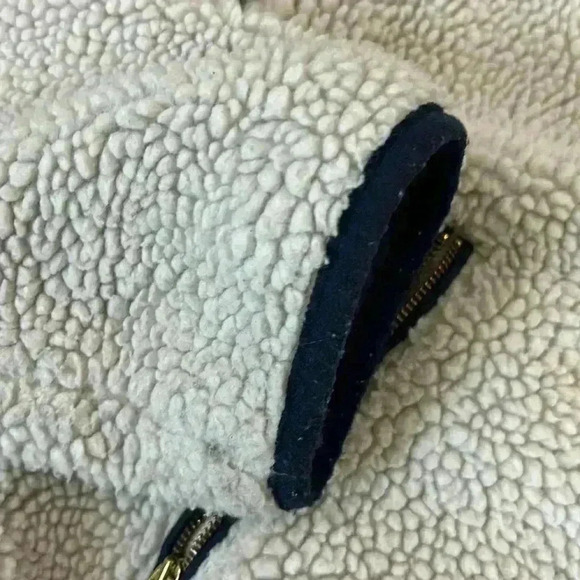 jcrew crewcuts kids sherpa jacket zip front girls 14 cream, navy, & neon pink - Picture 6 of 15